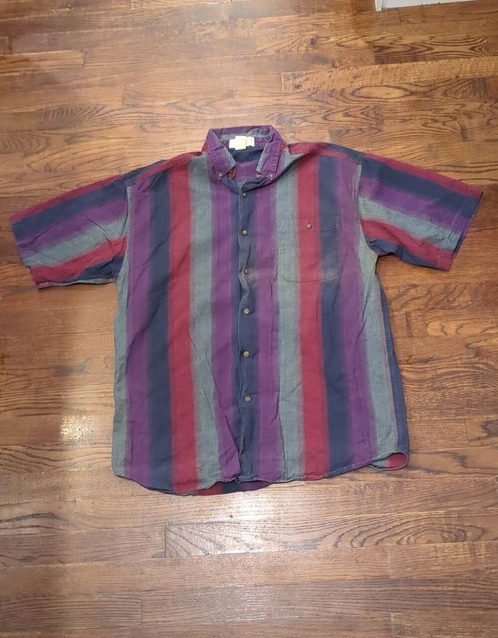 Kikomo Button-Down Shirt Size L Multicolor Striped Cotton